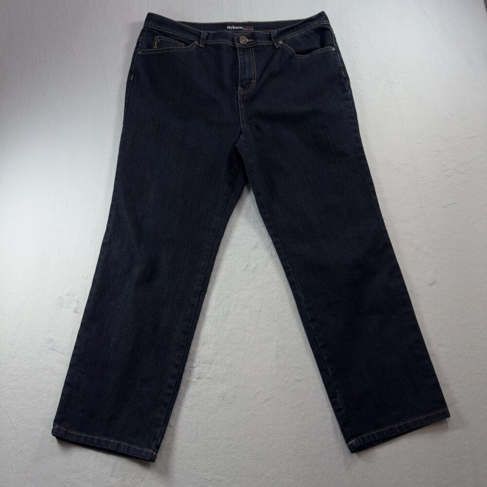 Style & Co. Jeans Women's Size 14PS Denim Petite Tapered Leg Color Dark Blue